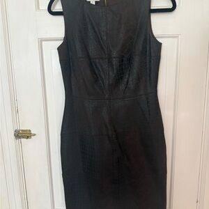 Donna Morgan Chocolate Brown Snakeskin Pleated Sheath Midi Dress